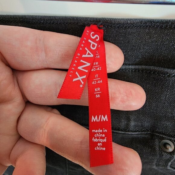 Spanx Vintage Distressed Ankle Skinny Jeans Vintage Black Stretch Tummy Panel Md - Picture 6 of 13